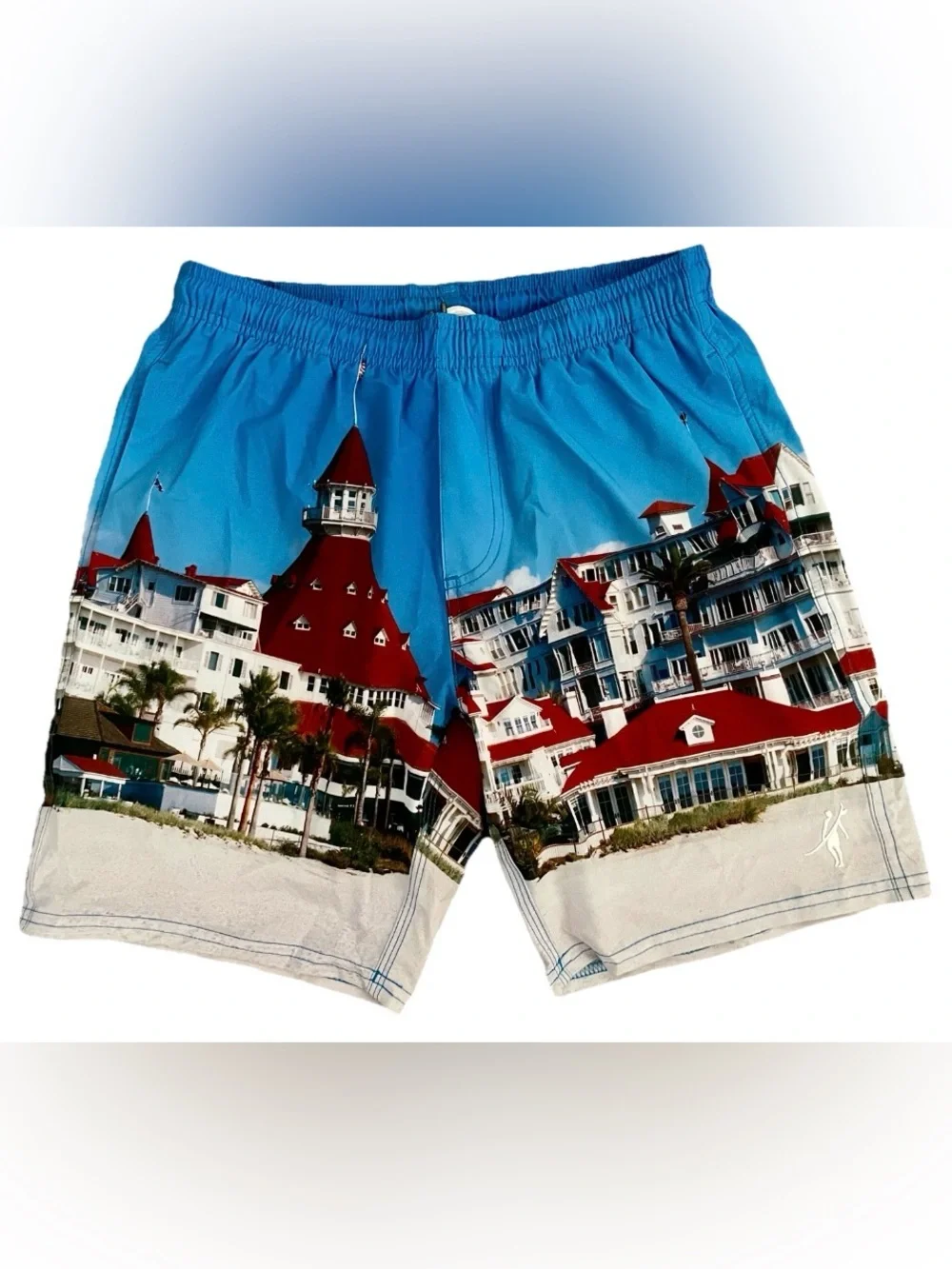 TOES on the NOSE Scenic HOTEL CORONADO San Diego Print SWIM TRUNKS Size Medium